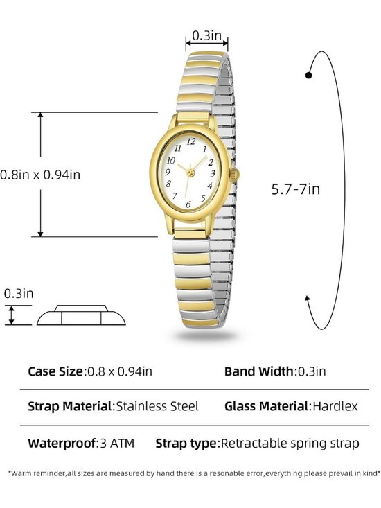 Women\'s Silver And Gold Analog Alloy Steel Expansion Band Waterproof Wrist Watch main image 4